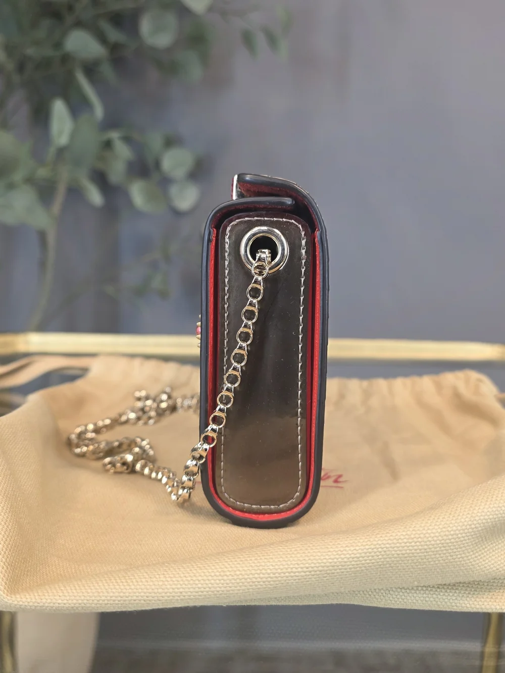 Christian Louboutin White Python-Print Crossbody with Red Cherry Embellishments